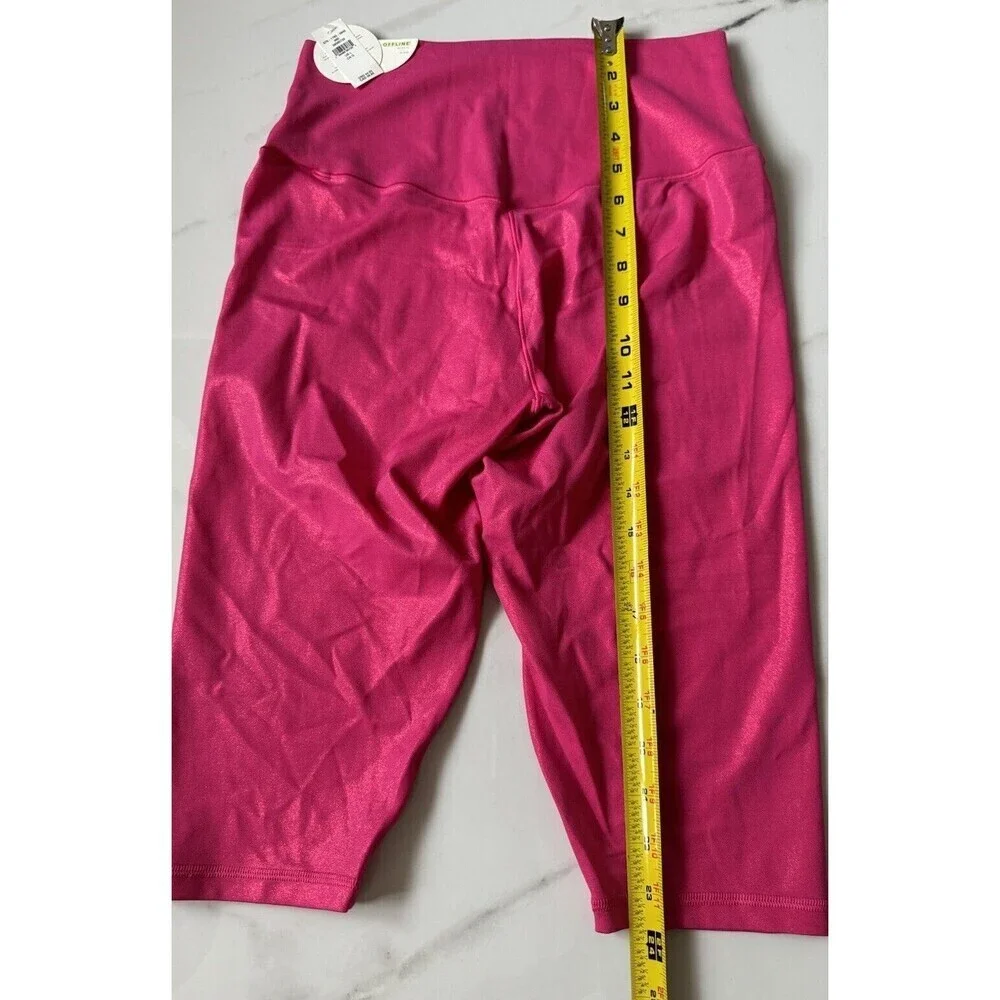 OFFLINE By Aerie Real Me Liquid Shine Cropped Legging fuchsia pink size large
